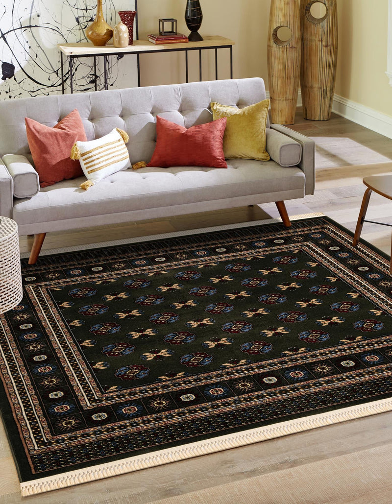 Samarkand Elegance Collection Area Rug -  Margilan (Dark Green) Square Dark Green  lifestyle 27