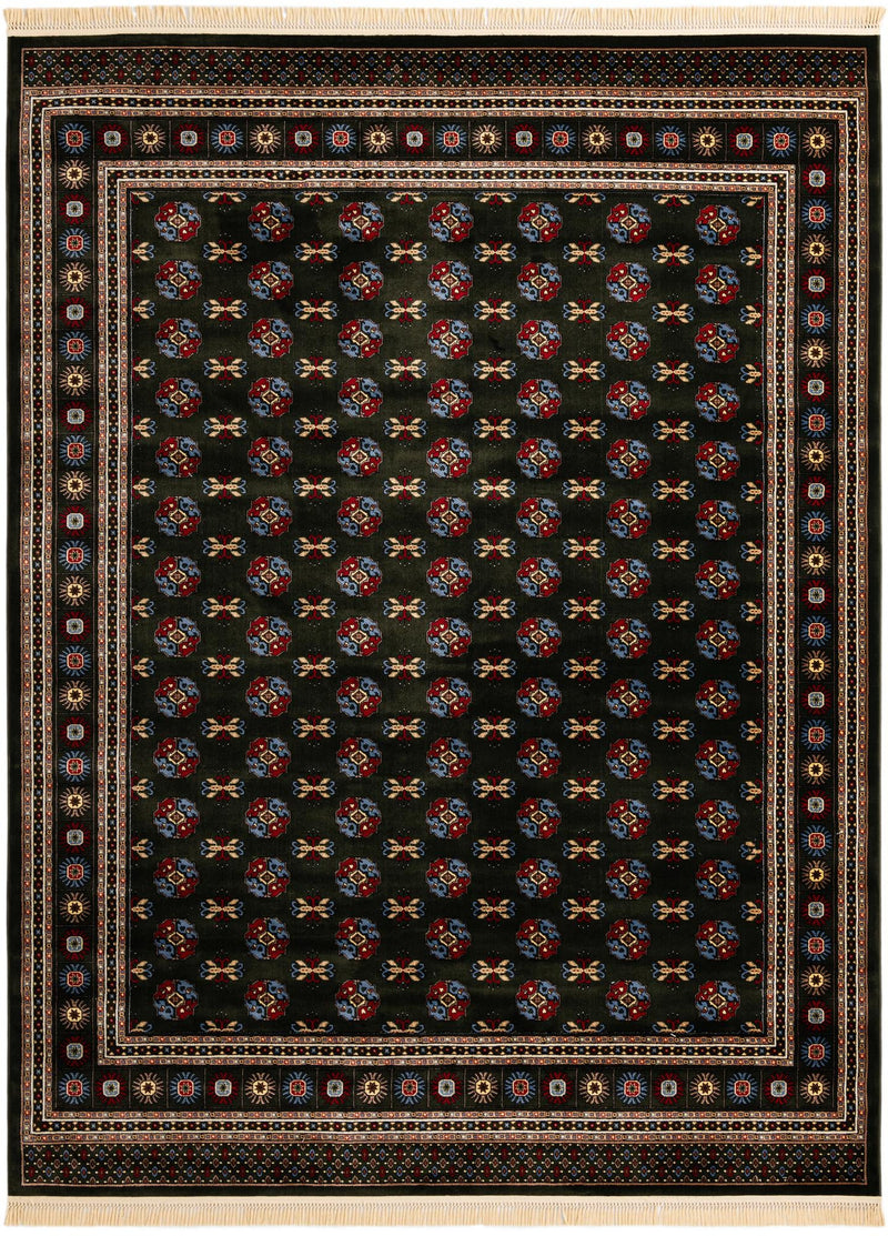 Samarkand Elegance Collection Area Rug -  Margilan (Dark Green) Rectangle Dark Green Main