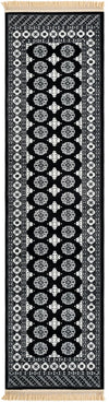 Samarkand Elegance Collection Area Rug -  Margilan (Black and White) Runner Black and White  lifestyle 43