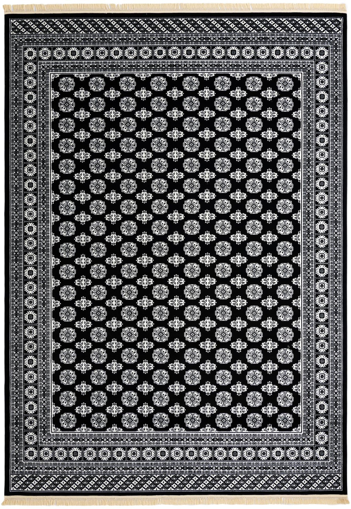 Samarkand Elegance Collection Area Rug -  Margilan (Black and White) Rectangle Black and White  lifestyle 2
