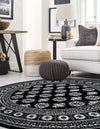 Samarkand Elegance Collection Area Rug -  Margilan (Black and White) Round Black and White  lifestyle 63