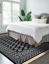 Samarkand Elegance Collection Area Rug -  Margilan (Black and White) Rectangle Black and White  lifestyle 13
