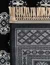 Samarkand Elegance Collection Area Rug -  Margilan (Black and White) Rectangle Black and White  lifestyle 30
