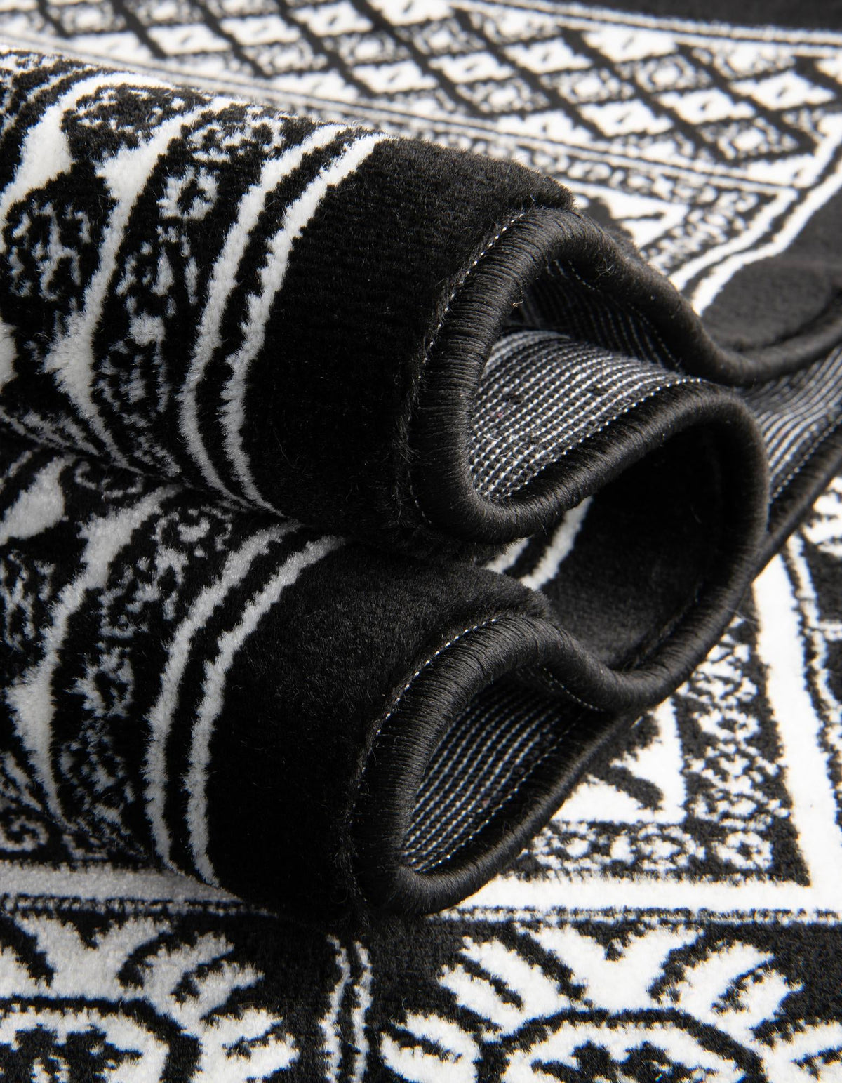 Samarkand Elegance Collection Area Rug -  Margilan (Black and White) Rectangle Black and White  lifestyle 38