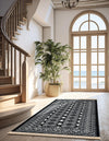 Samarkand Elegance Collection Area Rug -  Margilan (Black and White) Runner Black and White  lifestyle 67