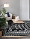 Samarkand Elegance Collection Area Rug -  Margilan (Black and White) Square Black and White  lifestyle 65