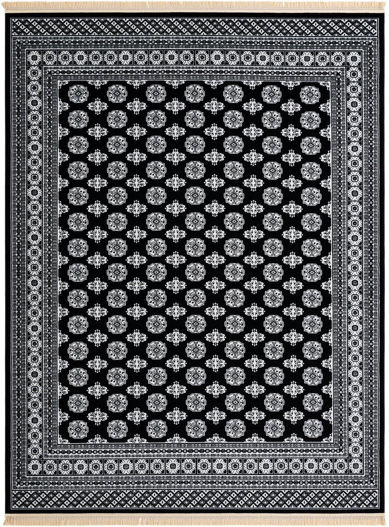 Samarkand Elegance Collection Area Rug -  Margilan (Black and White) Rectangle Black and White  lifestyle 3