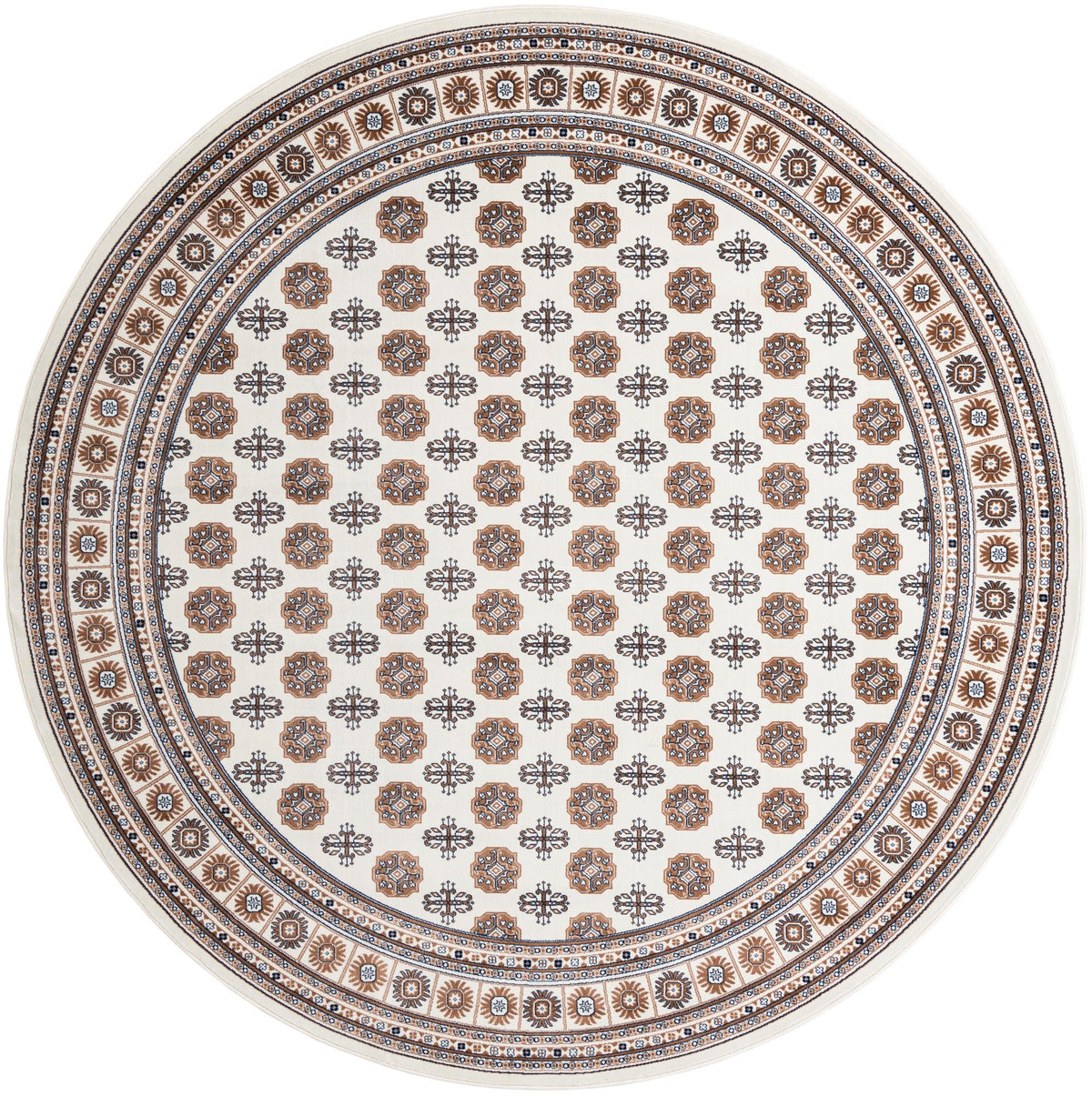Samarkand Elegance Collection Area Rug -  Margilan (Ivory) Round Ivory  lifestyle 22