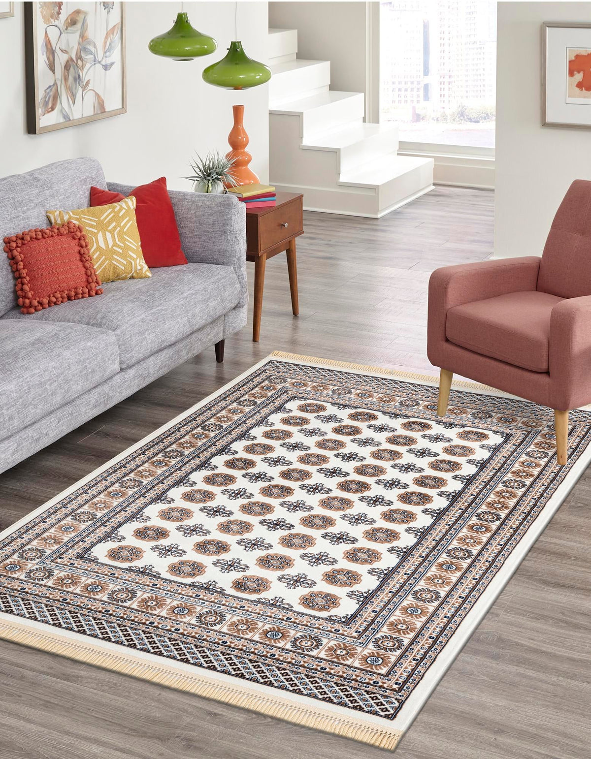 Samarkand Elegance Collection Area Rug -  Margilan (Ivory) Rectangle Ivory  lifestyle 2