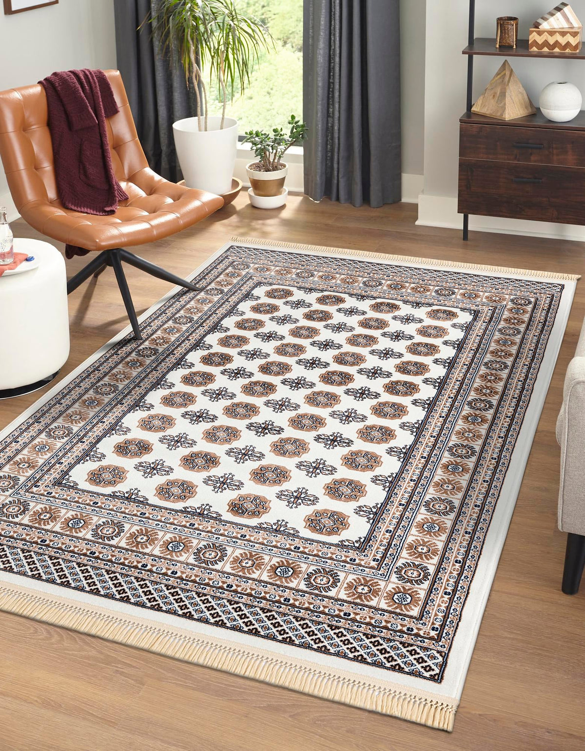 Samarkand Elegance Collection Area Rug -  Margilan (Ivory) Rectangle Ivory  lifestyle 5