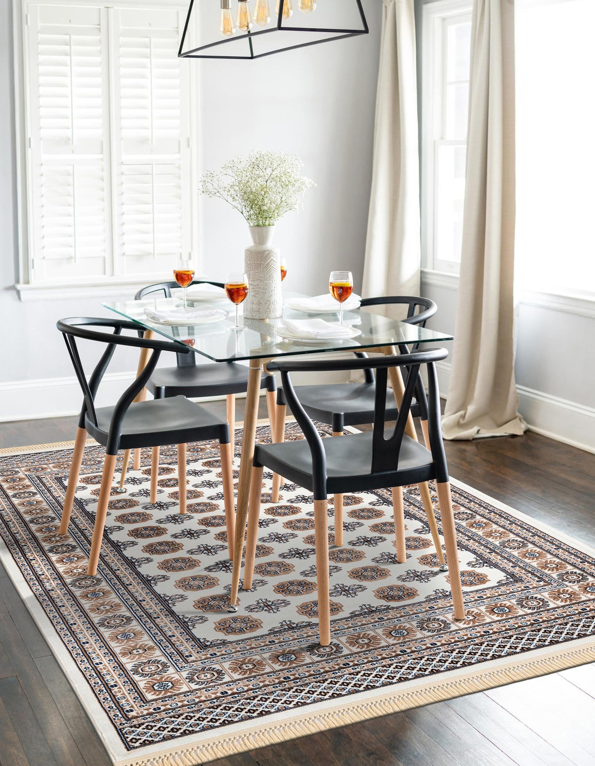 Samarkand Elegance Collection Area Rug -  Margilan (Ivory) Rectangle Ivory  lifestyle 6