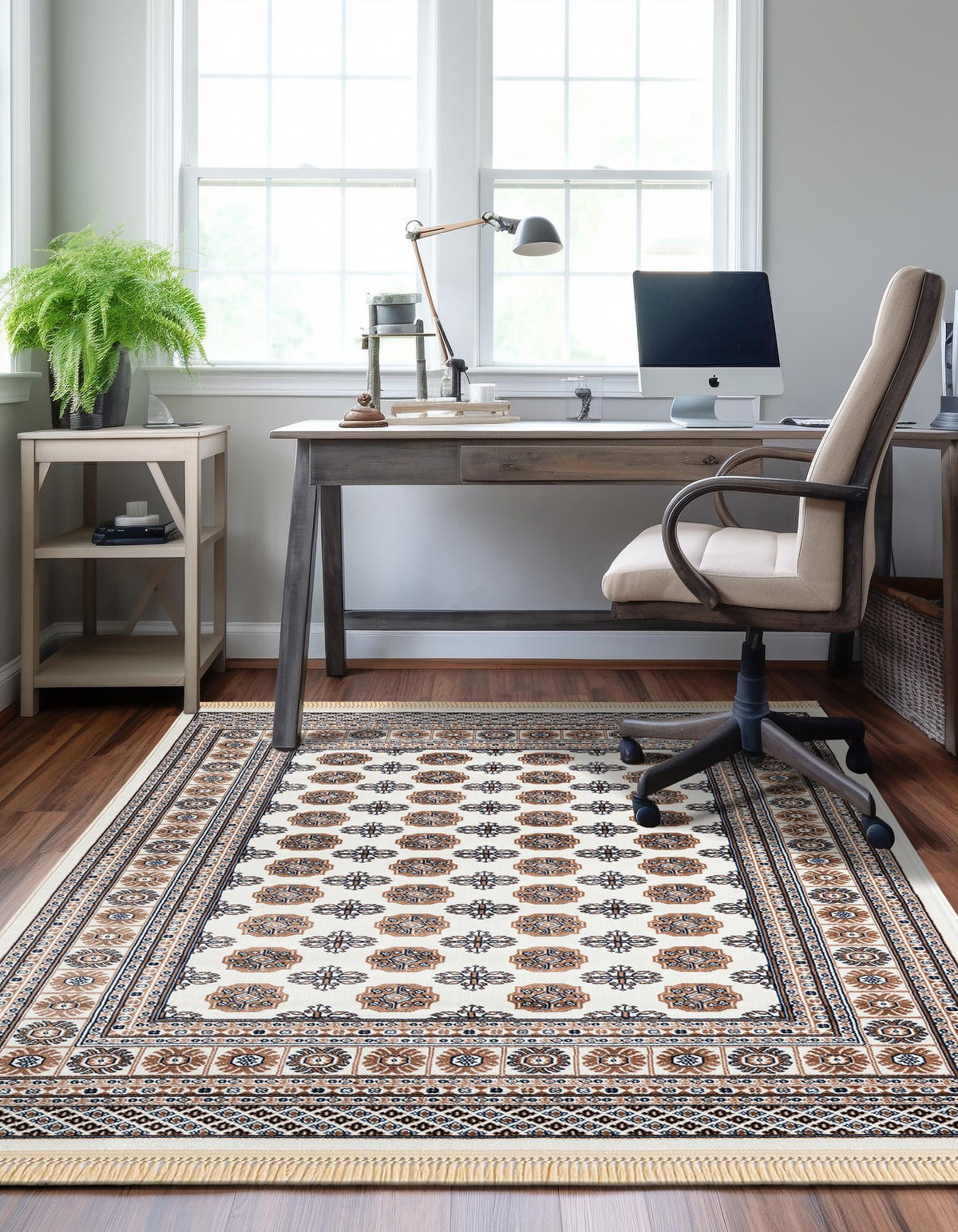 Samarkand Elegance Collection Area Rug -  Margilan (Ivory) Rectangle Ivory  lifestyle 7