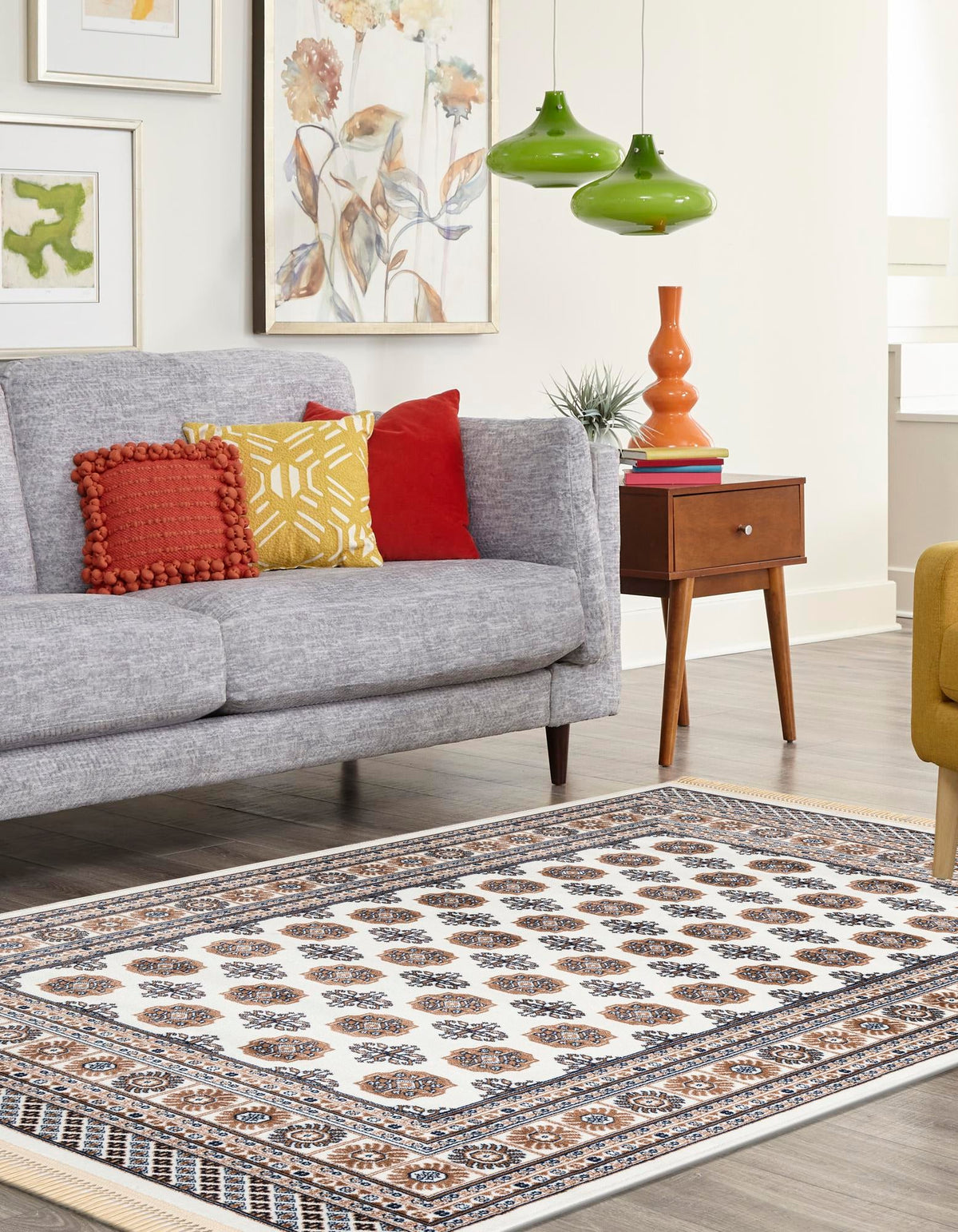 Samarkand Elegance Collection Area Rug -  Margilan (Ivory) Rectangle Ivory  lifestyle 8