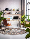Samarkand Elegance Collection Area Rug -  Margilan (Ivory) Round Ivory  lifestyle 28