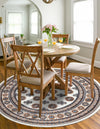 Samarkand Elegance Collection Area Rug -  Margilan (Ivory) Round Ivory  lifestyle 37