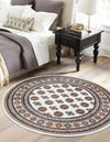 Samarkand Elegance Collection Area Rug -  Margilan (Ivory) Round Ivory  lifestyle 40