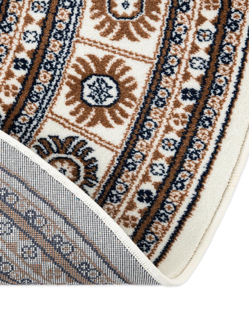 Samarkand Elegance Collection Area Rug -  Margilan (Ivory) Round Ivory  lifestyle 64