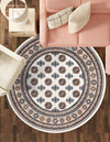 Samarkand Elegance Collection Area Rug -  Margilan (Ivory) Round Ivory  lifestyle 82