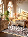 Samarkand Elegance Collection Area Rug -  Margilan (Ivory) Square Ivory  lifestyle 48