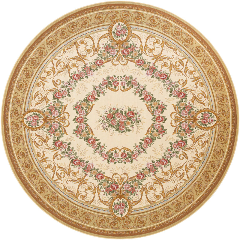 Patio Elegance Collection Area Rug -  Portico Round Ivory and Beige  lifestyle 58