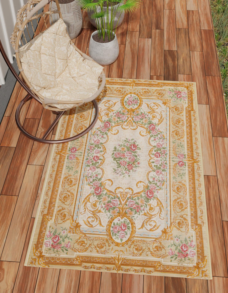 Patio Elegance Collection Area Rug -  Portico Rectangle Ivory and Beige  lifestyle 4