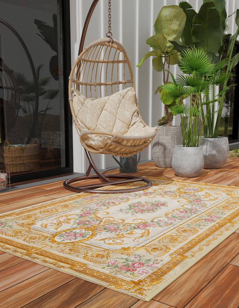 Patio Elegance Collection Area Rug -  Portico Rectangle Ivory and Beige  lifestyle 7