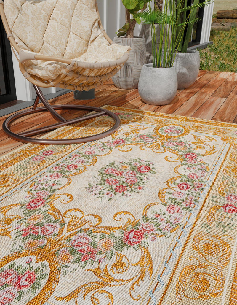 Patio Elegance Collection Area Rug -  Portico Rectangle Ivory and Beige  lifestyle 10
