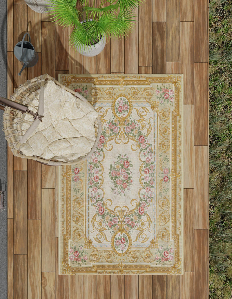 Patio Elegance Collection Area Rug -  Portico Rectangle Ivory and Beige  lifestyle 43