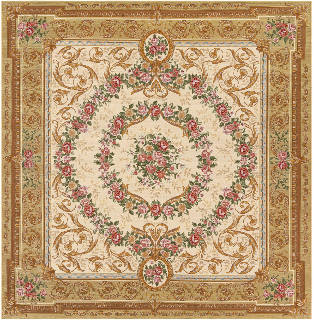 Patio Elegance Collection Area Rug -  Portico Square Ivory and Beige  lifestyle 60