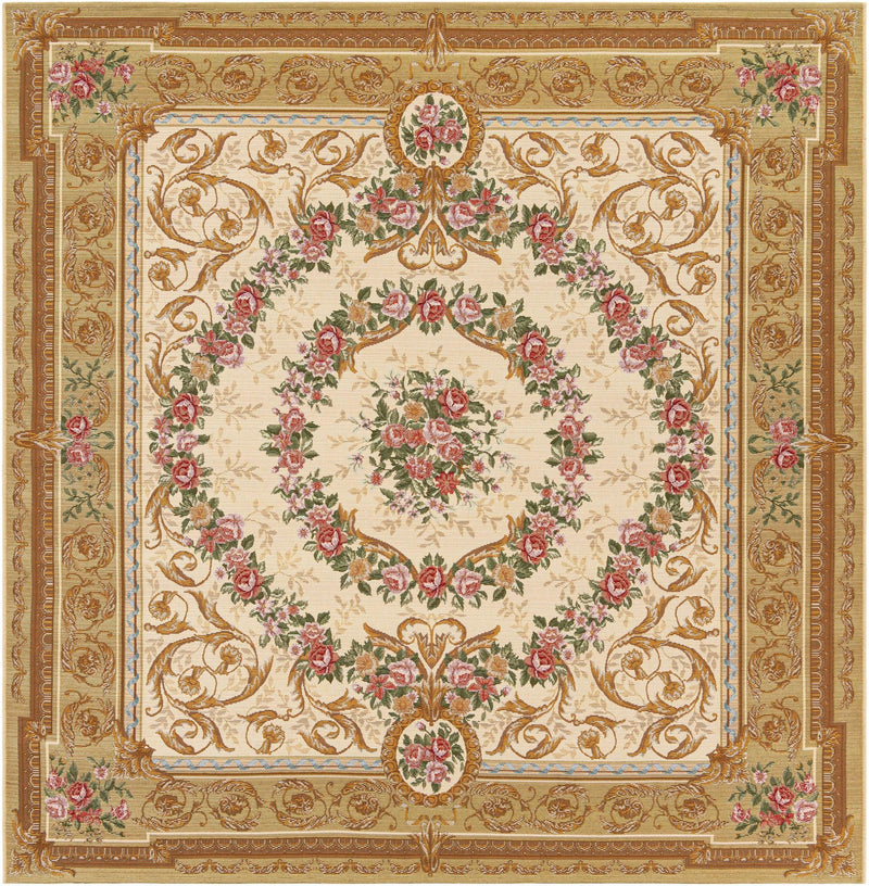 Patio Elegance Collection Area Rug -  Portico Square Ivory and Beige  lifestyle 60