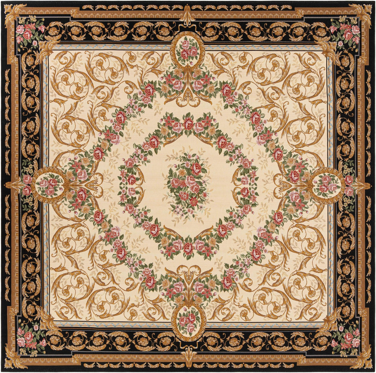 Patio Elegance Collection Area Rug -  Portico Square Black and Ivory  lifestyle 61