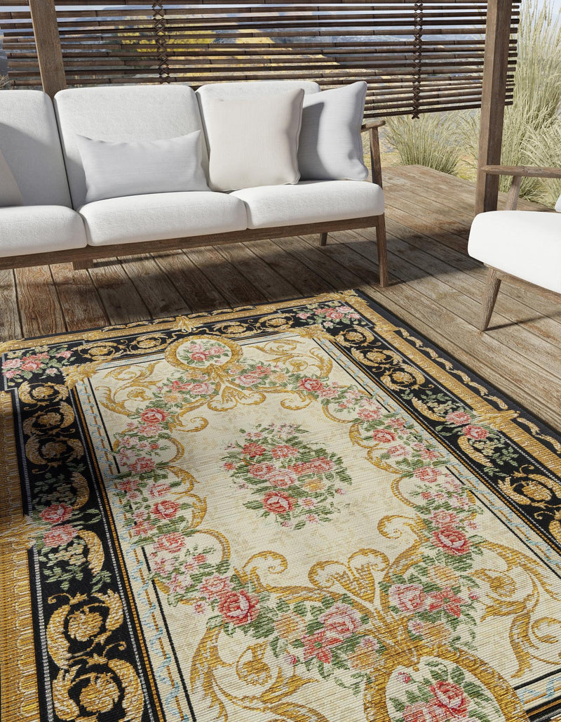 Patio Elegance Collection Area Rug -  Portico Rectangle Black and Ivory  lifestyle 11