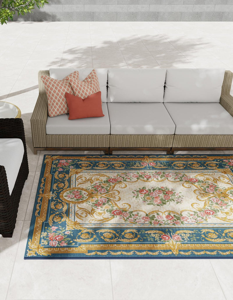 Patio Elegance Collection Area Rug -  Portico Rectangle Navy Blue and Ivory  lifestyle 17