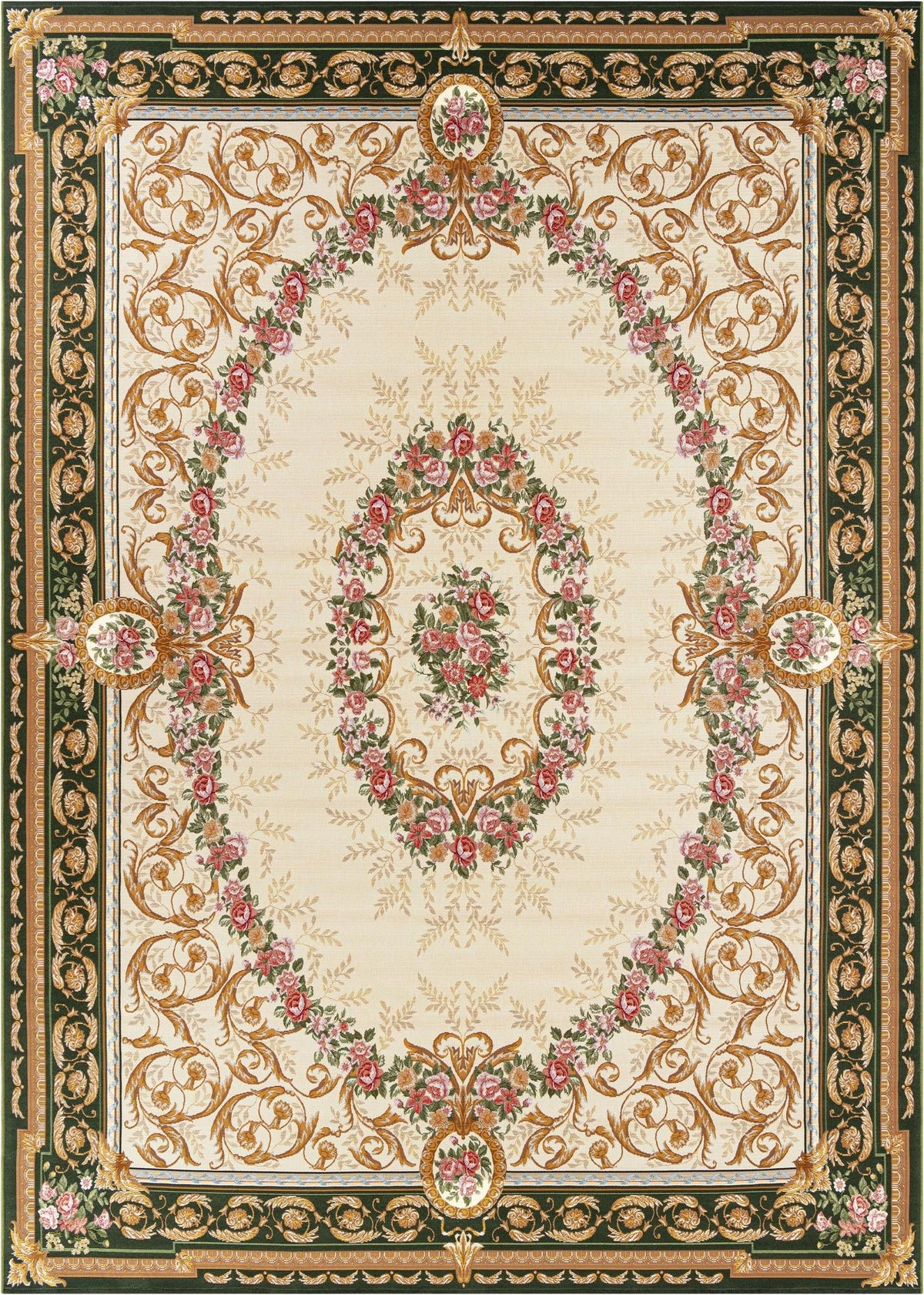 Patio Heritage Collection Area Rug -  Portico Rectangle Green and Ivory  lifestyle 4