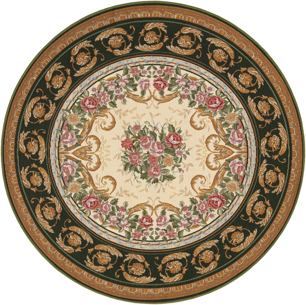 Patio Elegance Collection Area Rug -  Portico Round Green and Ivory  lifestyle 64