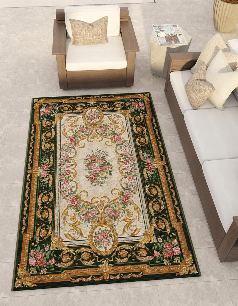 Patio Elegance Collection Area Rug -  Portico Rectangle Green and Ivory  lifestyle 8
