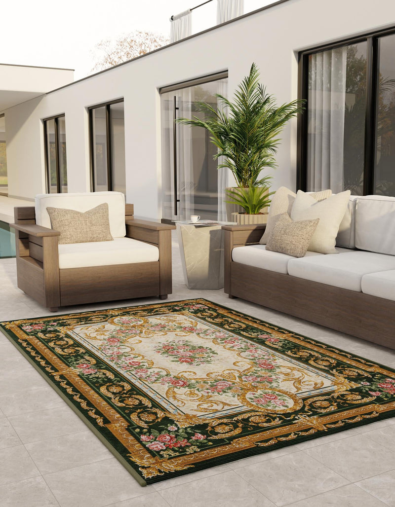 Patio Elegance Collection Area Rug -  Portico Rectangle Green and Ivory  lifestyle 13