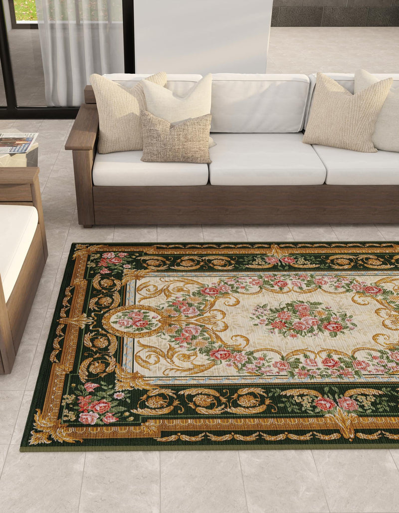 Patio Elegance Collection Area Rug -  Portico Rectangle Green and Ivory  lifestyle 18