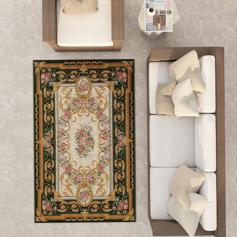 Patio Elegance Collection Area Rug -  Portico Rectangle Green and Ivory  lifestyle 73