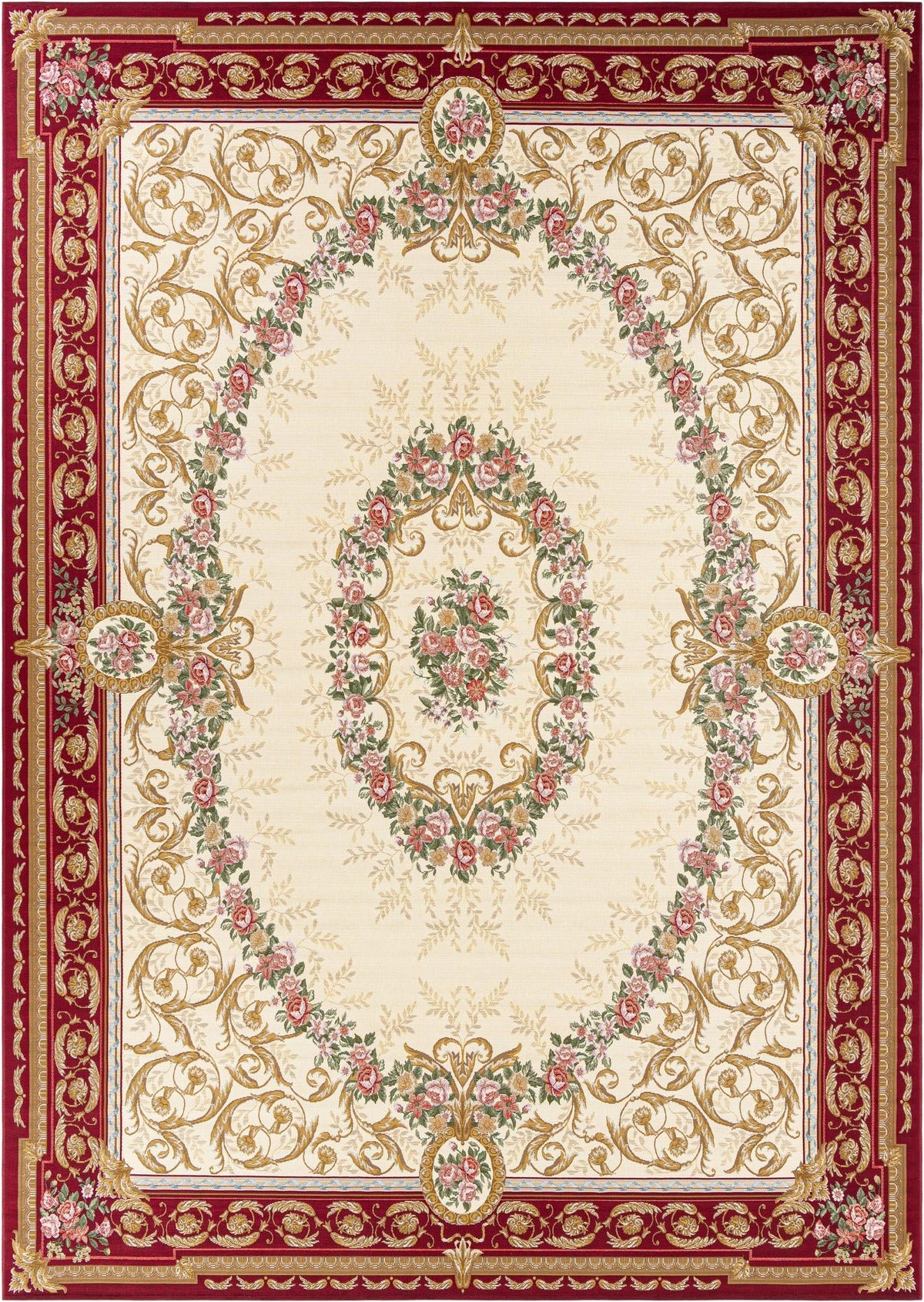 Patio Elegance Collection Area Rug -  Portico Rectangle Burgundy Red and Ivory  lifestyle 3