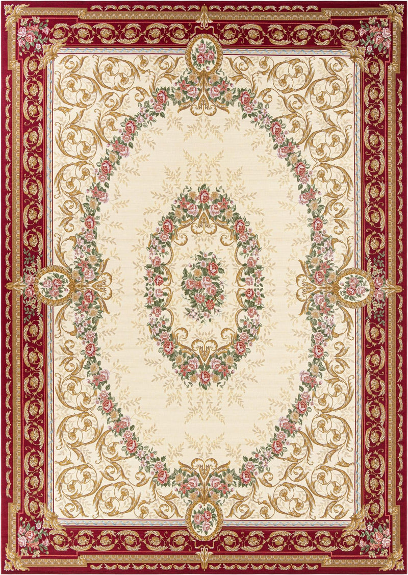 Patio Elegance Collection Area Rug -  Portico Rectangle Burgundy Red and Ivory  lifestyle 3