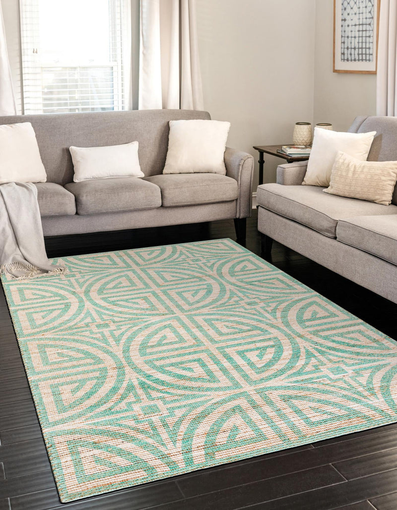 Desert Weave Jute Collection Area Rug -  Thar Rectangle Blue and Ivory  lifestyle 5