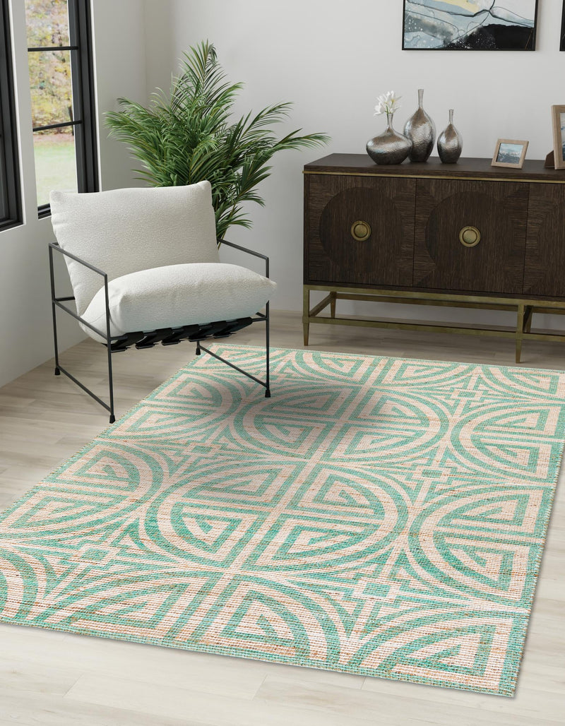 Desert Weave Jute Collection Area Rug -  Thar Rectangle Blue and Ivory  lifestyle 8