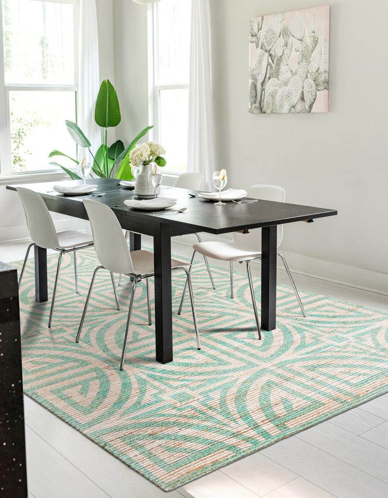 Desert Weave Jute Collection Area Rug -  Thar Rectangle Blue and Ivory  lifestyle 14