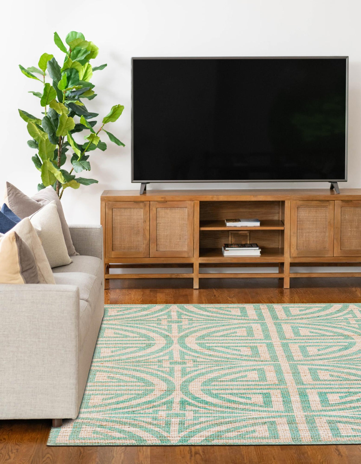 Desert Weave Jute Collection Area Rug -  Thar Rectangle Blue and Ivory  lifestyle 17