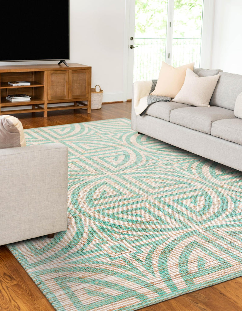 Desert Weave Jute Collection Area Rug -  Thar Rectangle Blue and Ivory  lifestyle 27