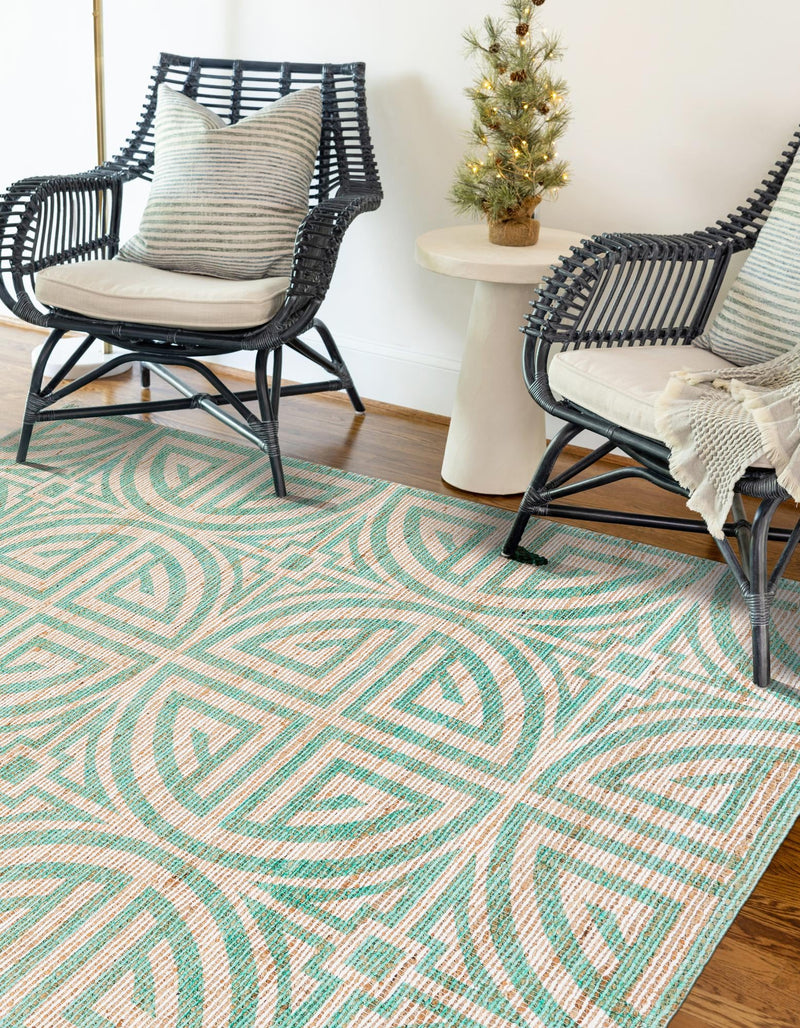 Desert Weave Jute Collection Area Rug -  Thar Rectangle Blue and Ivory  lifestyle 31