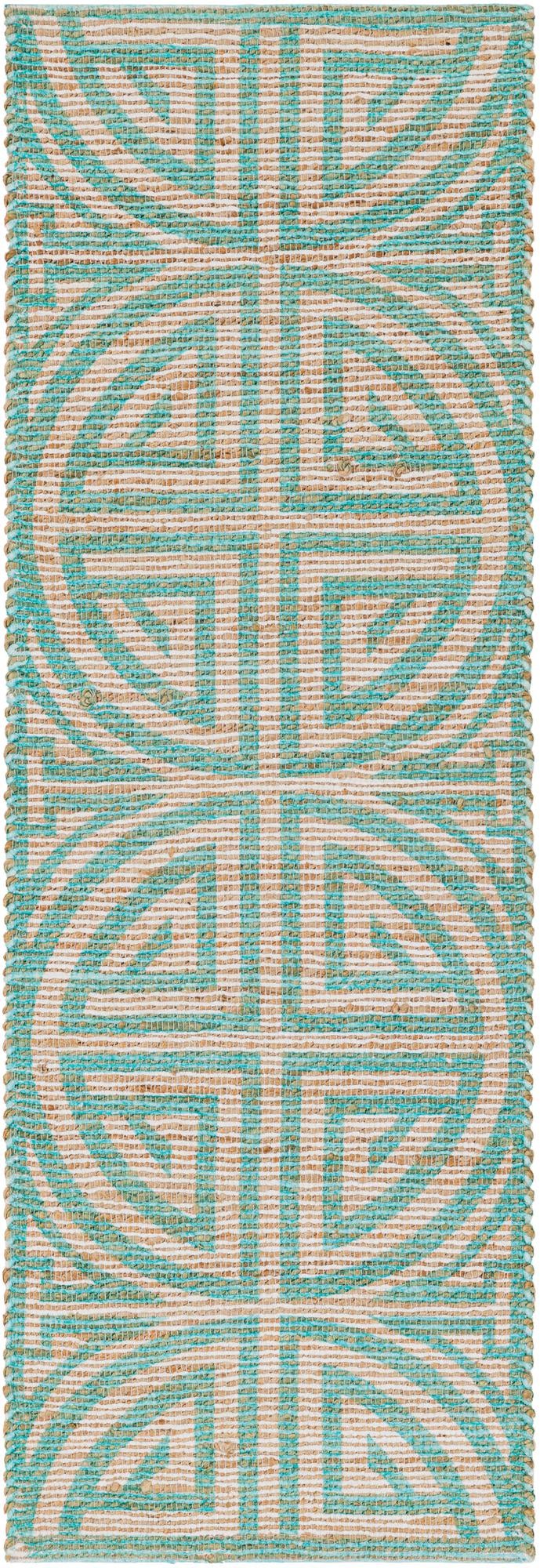 Desert Weave Jute Collection Area Rug -  Thar Runner Blue and Ivory  lifestyle 58
