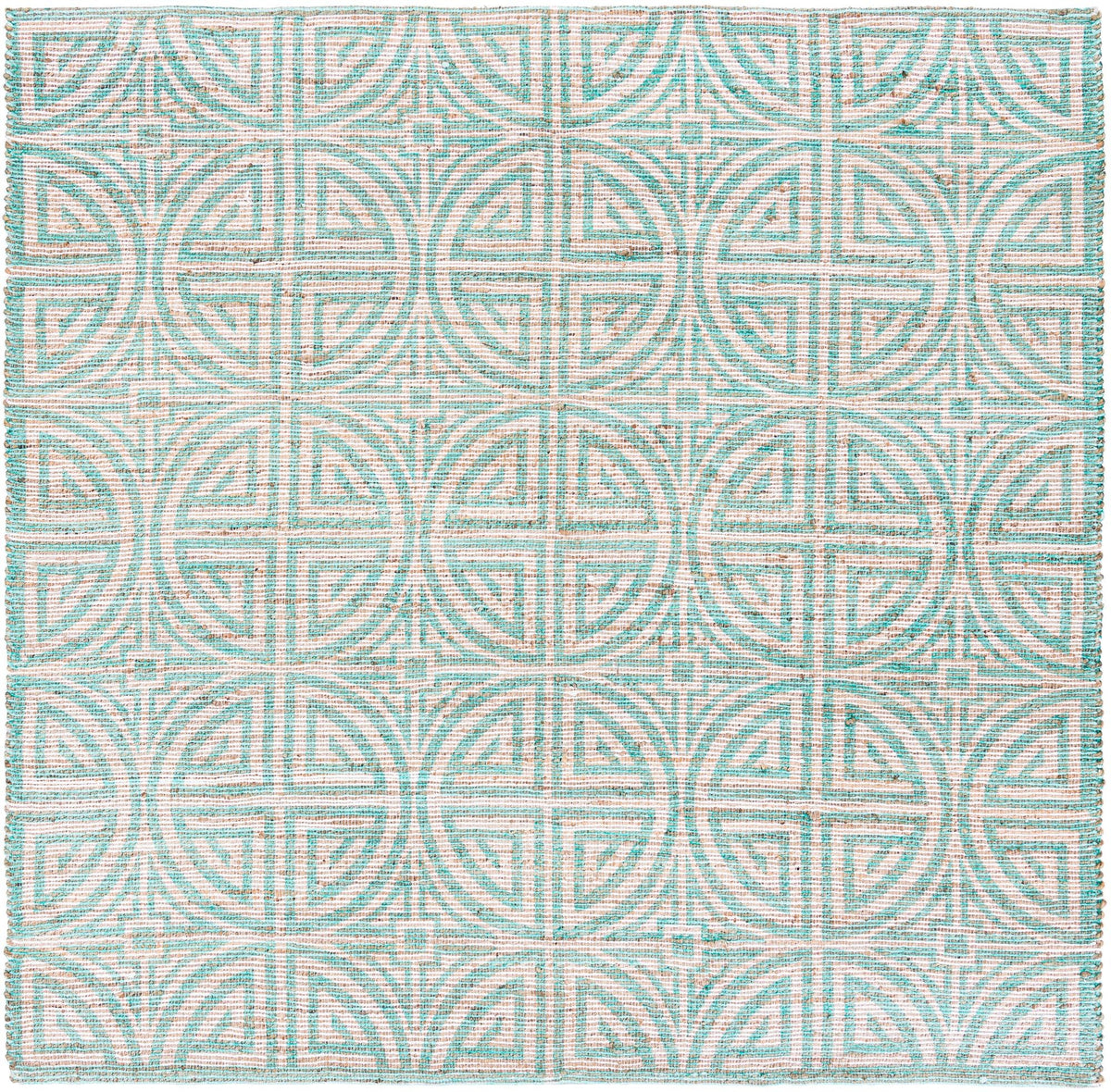 Desert Weave Jute Collection Area Rug -  Thar Square Blue and Ivory  lifestyle 59