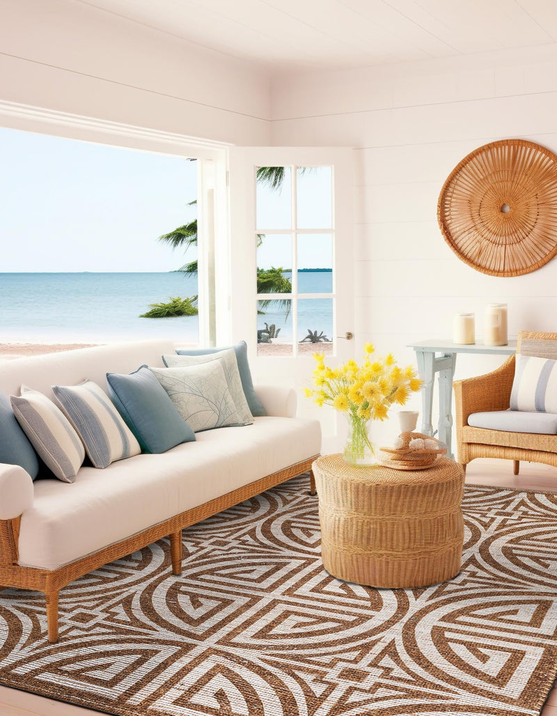 Desert Weave Jute Collection Area Rug -  Thar Rectangle Light Brown and Ivory  lifestyle 9